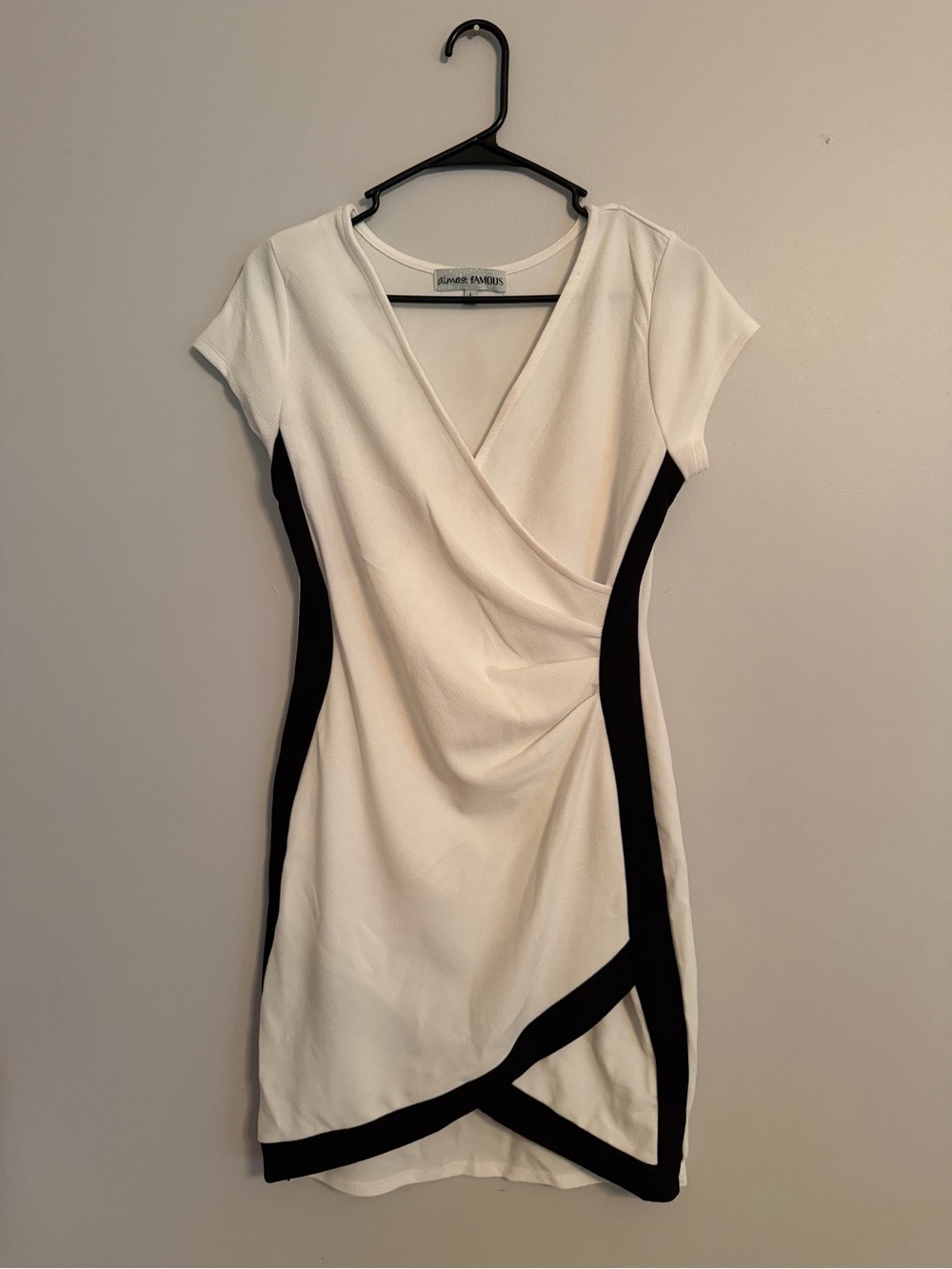Almost Famous White Midi Dress with Black Side Panels